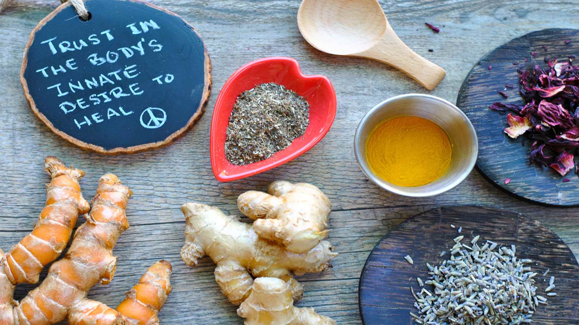 Rustic Spread Of Healing Roots And Herbs For Holistic Health Care Remedies - Holistic Health - Holistic Health Consultations - 6202 N. 9th Ave Suite 1a Pensacola, FL 32504 - (850) 918-8424